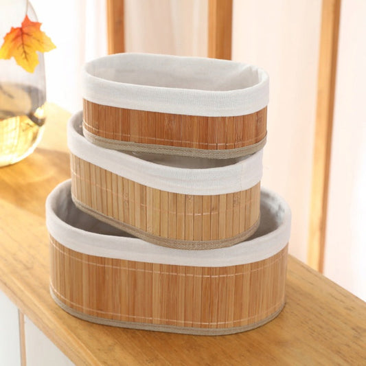 3 Paniers de Rangement Durables en Bambou