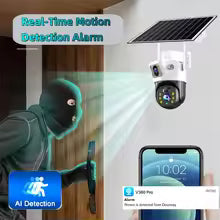 Caméra solaire 4G sans fil 3 lens 6K 12MP V380 pro