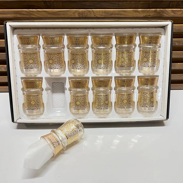 12 verres à thé Zellige marocains avec motifs traditionnels