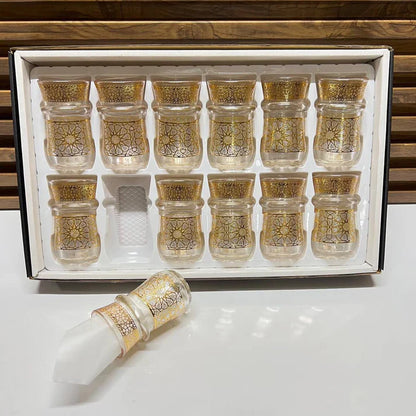 12 verres à thé Zellige marocains avec motifs traditionnels