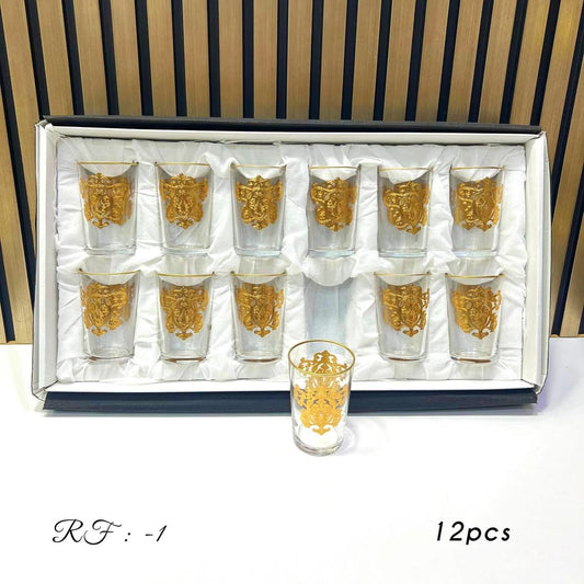 12 Verres Dorés Royaux avec Gravure Artisanale
