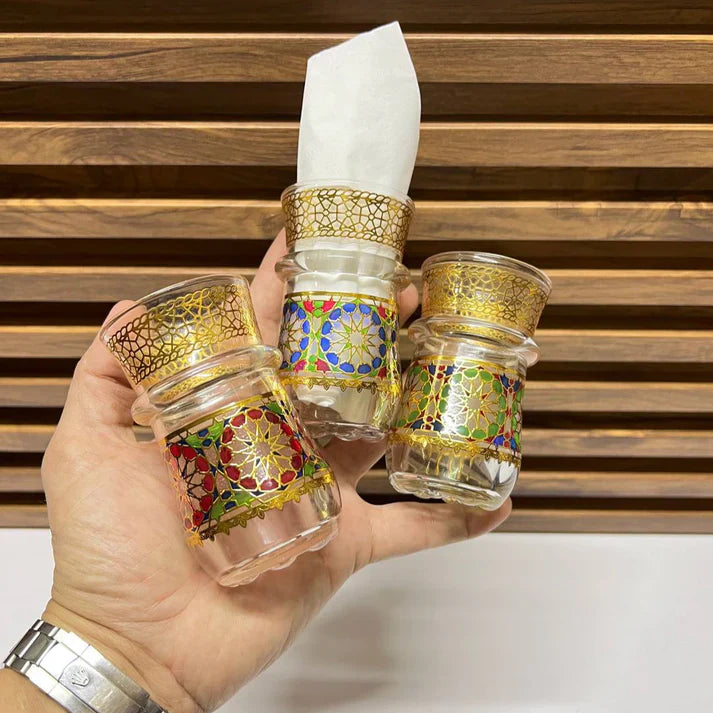 12 verres à thé marocains Zelija aux couleurs vives