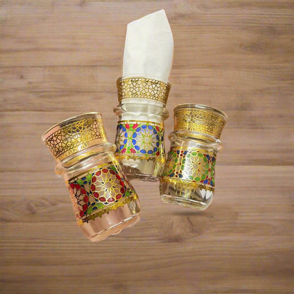 Verres à Thé en Verre Doré – Coffret de 12 Pièces