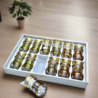 Verres à Thé en Verre Doré – Coffret de 12 Pièces