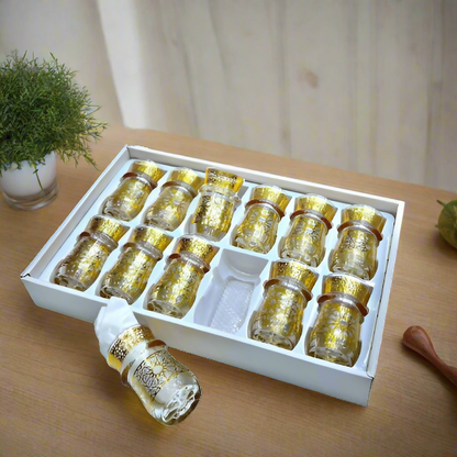 12 Verres à Thé Luxueux aux Finitions Dorées