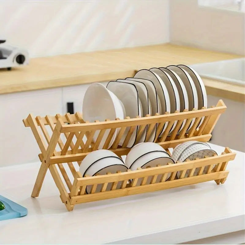 Égouttoir à vaisselle en bambou, porte-ustensiles pliable, égouttoir à vaisselle en bois