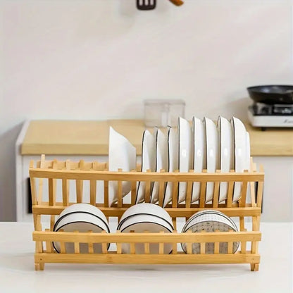 Égouttoir à vaisselle en bambou, porte-ustensiles pliable, égouttoir à vaisselle en bois
