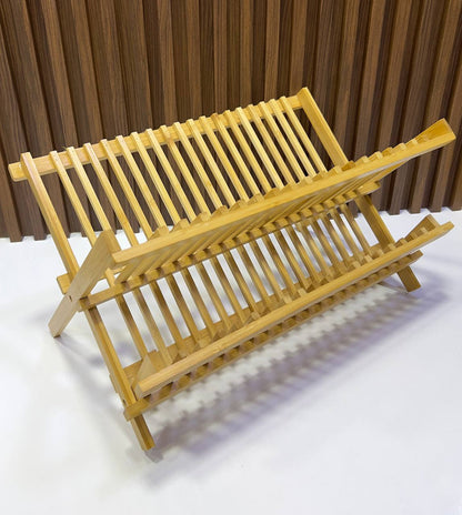 Égouttoir à Vaisselle Pliable Bambou – 2 Niveaux