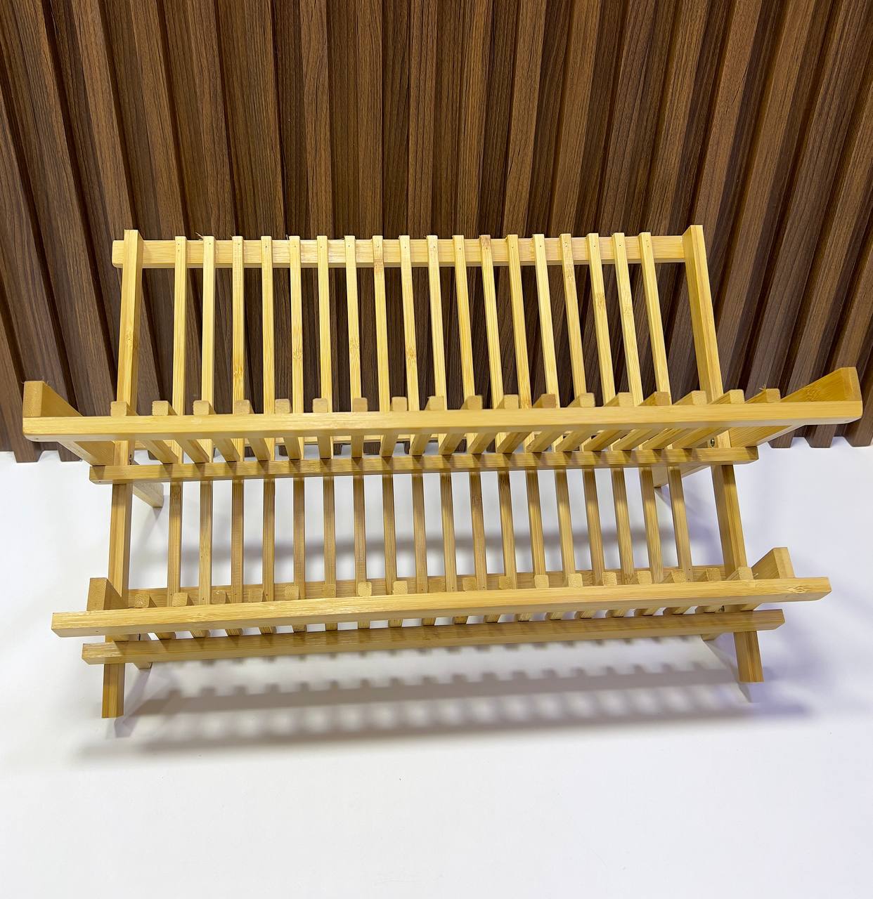 Égouttoir à Vaisselle Pliable Bambou – 2 Niveaux