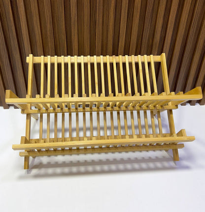 Égouttoir à Vaisselle Pliable Bambou – 2 Niveaux