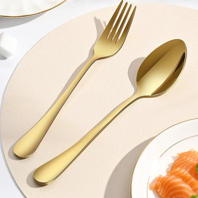 Ensemble de couverts en acier inoxydable, transparent en forme de fleur sa dorée