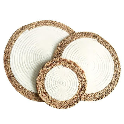 Napperons ronds tressés en corde de coton  – Lot de 6 pièces 🌿✨