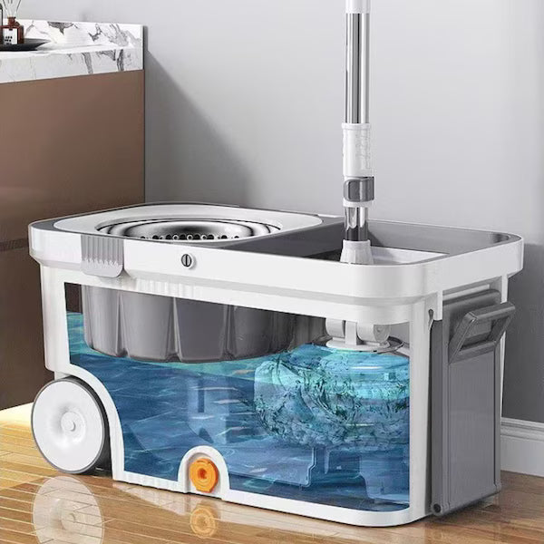 Balai essoreur ménager avec seau amovible et système de nettoyage mains libres