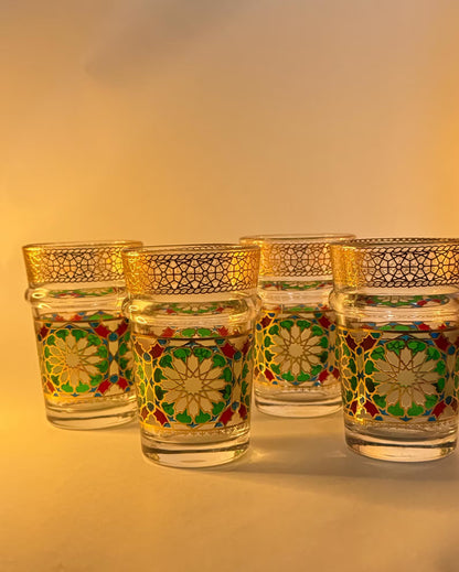 Set de Verres à Thé Marocains en Verre Doré - Élégance et Tradition ✨