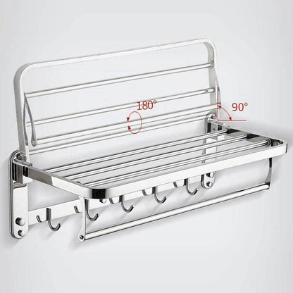 Double porte-serviettes pliant mural en acier inoxydable à double rail avec crochet 60cm