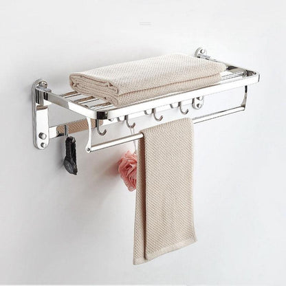 Double porte-serviettes pliant mural en acier inoxydable à double rail avec crochet 60cm