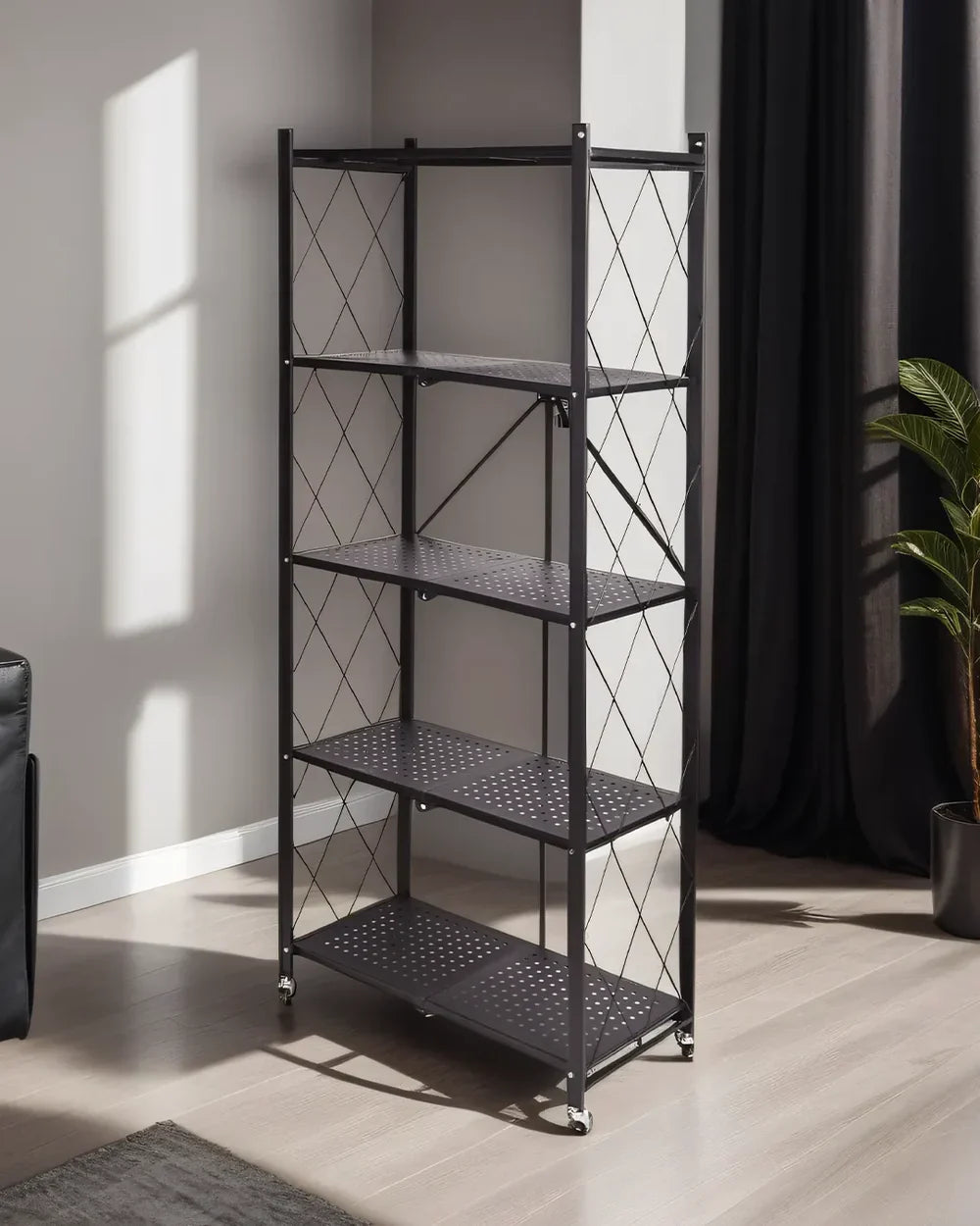 Étagère de Cuisine Pliante 5 Niveaux avec Roulettes✨