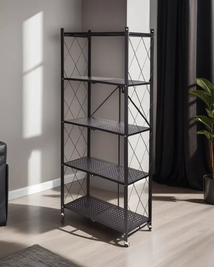 Étagère de Cuisine Pliante 5 Niveaux avec Roulettes✨