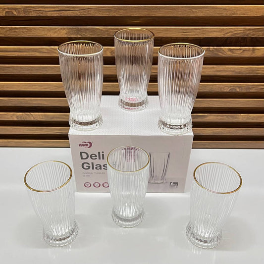 Ensemble 6 Verre transparent  élégance avec doré