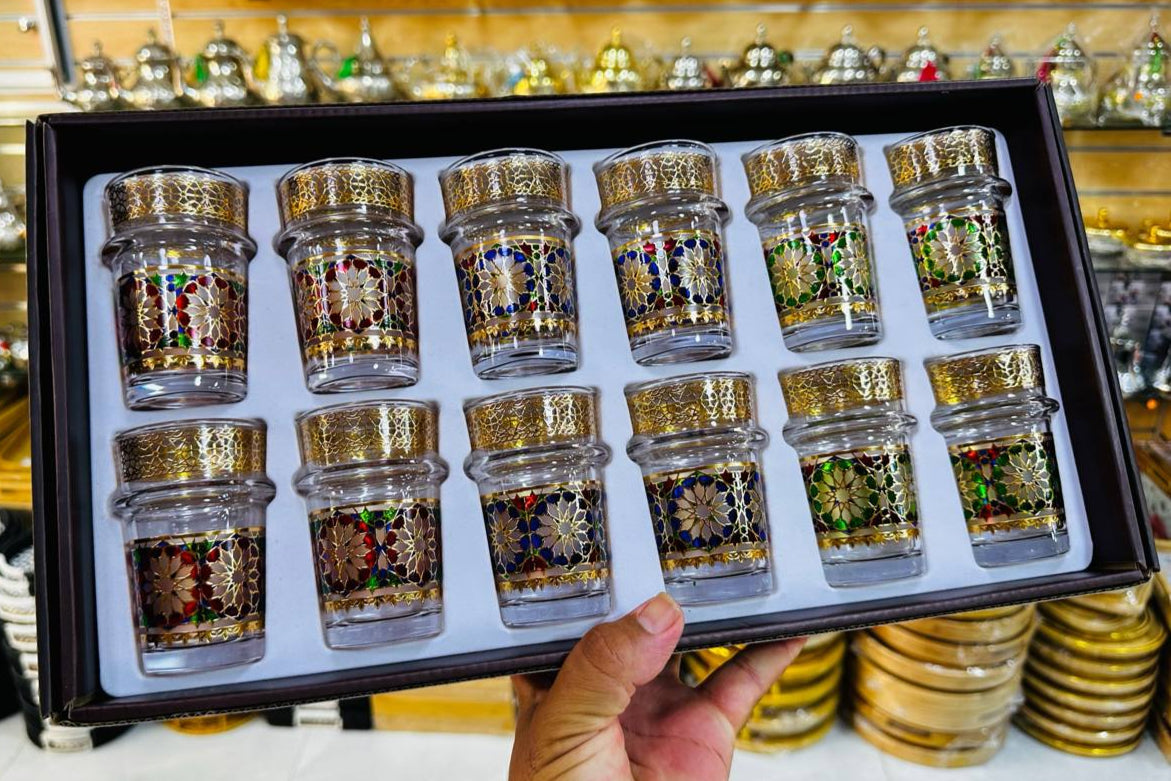 Set de Verres à Thé Marocains en Verre Doré - Élégance et Tradition ✨