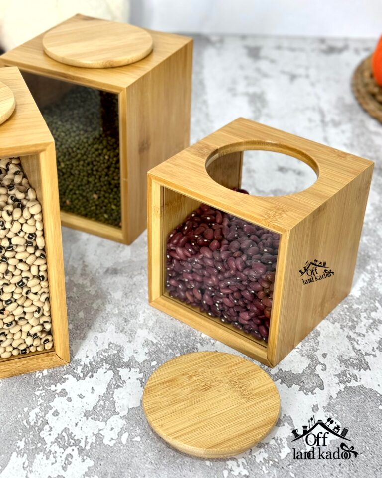 Pot de Stockage en Bambou – Couvercle Transparent Élégant