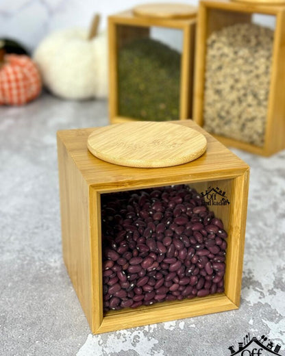 Pot de Stockage en Bambou – Couvercle Transparent Élégant