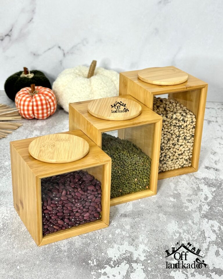 Pot de Stockage en Bambou – Couvercle Transparent Élégant