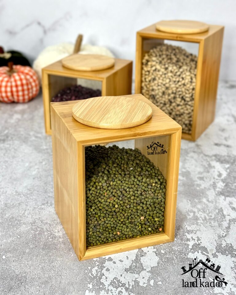 Pot de Stockage en Bambou – Couvercle Transparent Élégant