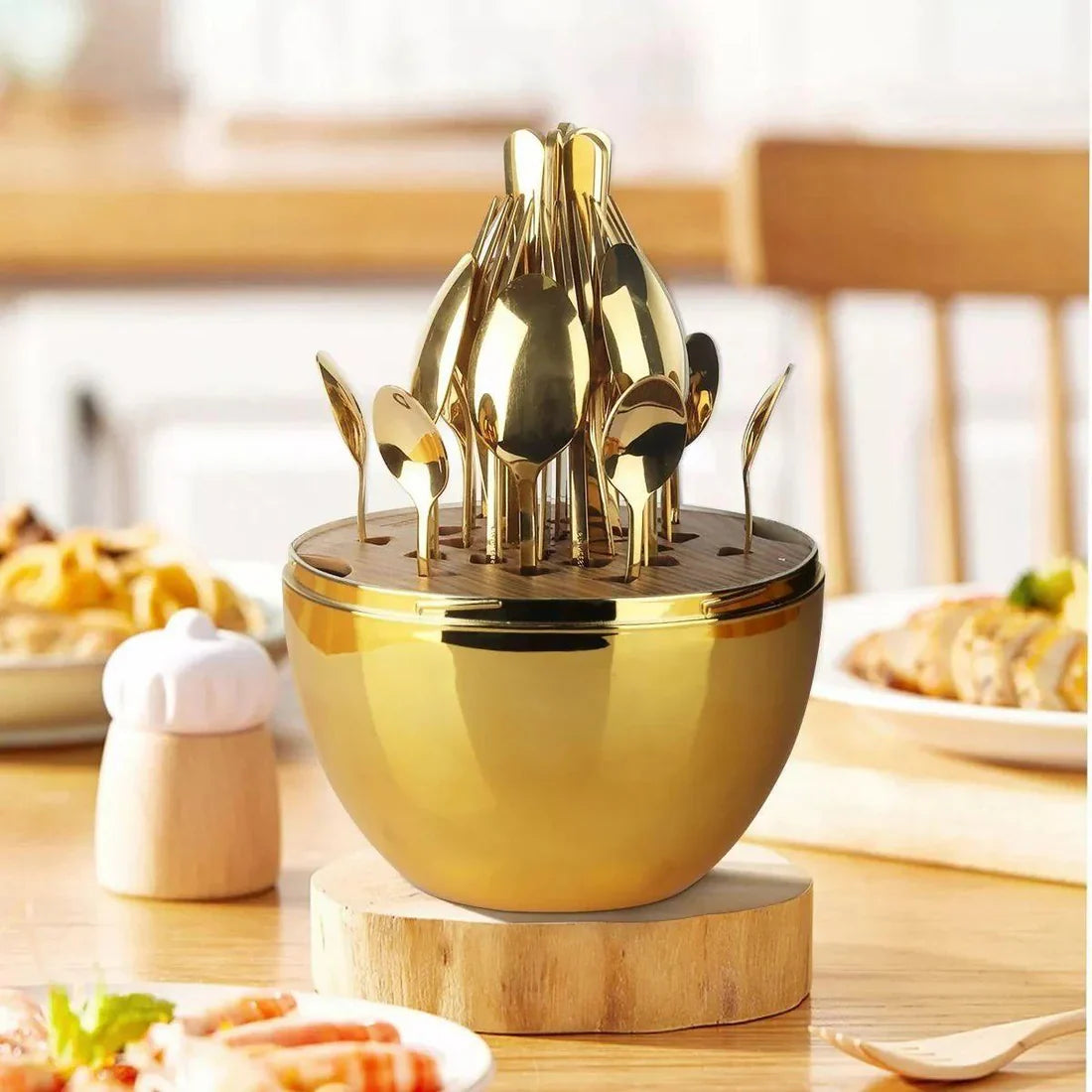 Service de Table Élégance Dorée – 24 Pièces