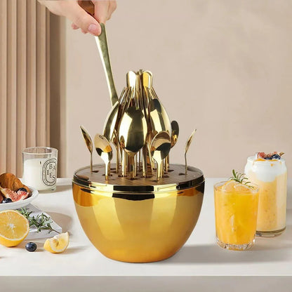 Service de Table Élégance Dorée – 24 Pièces