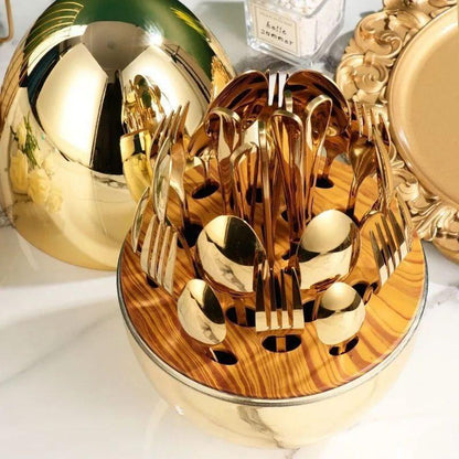 Service de Table Élégance Dorée – 24 Pièces