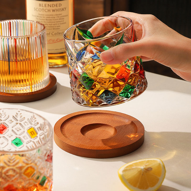 Verres Texturé à Relief avec Finitions Colorées – Idéal pour Cocktails ou Décoration