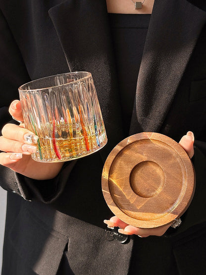 Verres Texturé à Relief avec Finitions Colorées – Idéal pour Cocktails ou Décoration